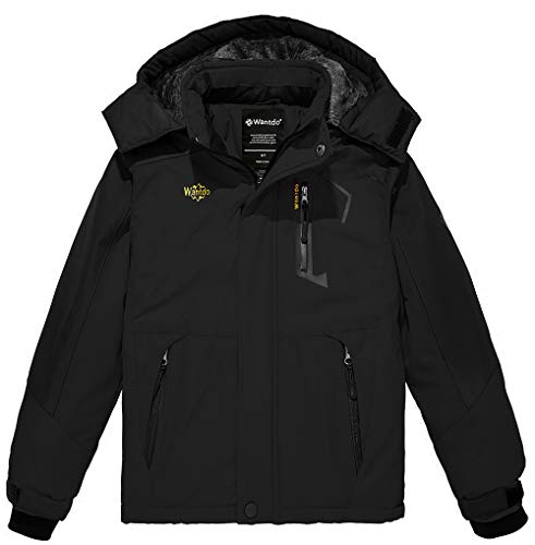 wantdo Boy's Lightweight Puffer Jacket Windproof Bubble Coat Gray 6-7 and Waterproof Winter Raincoat Black 6-7