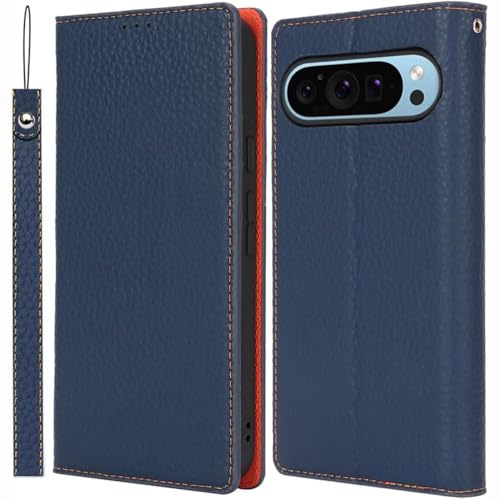 Étui Pixel 10 Pro portefeuille bleu foncé idéal pour voyager léger
