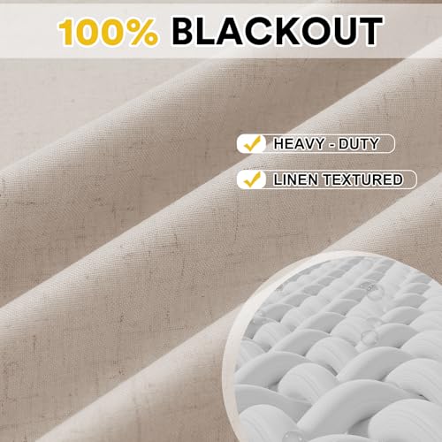 H.VERSAILTEX Natural Linen Blendex Curtains 100% Blackout Curtains for Living Room 84 inch Long Thermal Insulated Linen Black Out Curtains for Bedroom Nickel Grommet (2 Panels, Heathered Natural) by H.VERSAILTEX - Image 6