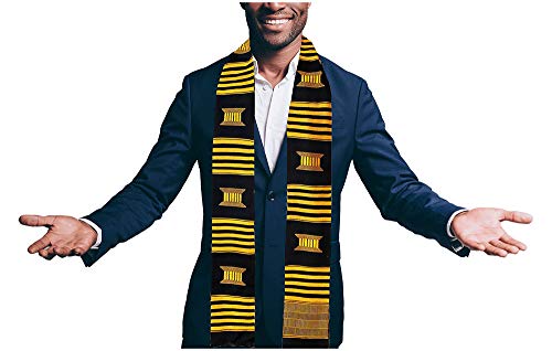 Dupsie's Black and Gold Kente Cloth Stole/Sash. Graduation
