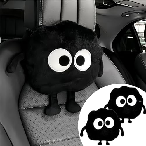 UINSUE Car Headrest Pillow 2PCS Cute Big-Eyed Sprite Car Headrest Pillows Travel Neck Pillow Comfortable Neck Support - Plush Comfort Neck Cushions for Cars, Home & Office