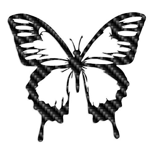 Image of Butterfly Monarch - Vinyl Decal Sticker - 6.25 inch x 5.75 inch - Carbon Fiber