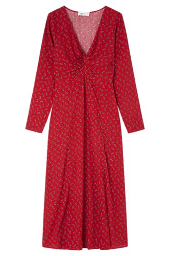 Springfield Vestido Largo para Mujer de Mangas Larga y Abertura Frontal, Colección Culpables, Rojo, S