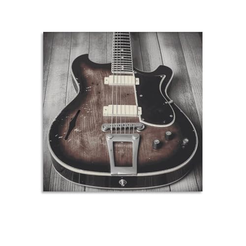 Toile murale abstraite guitare vintage impression moderne 70x70