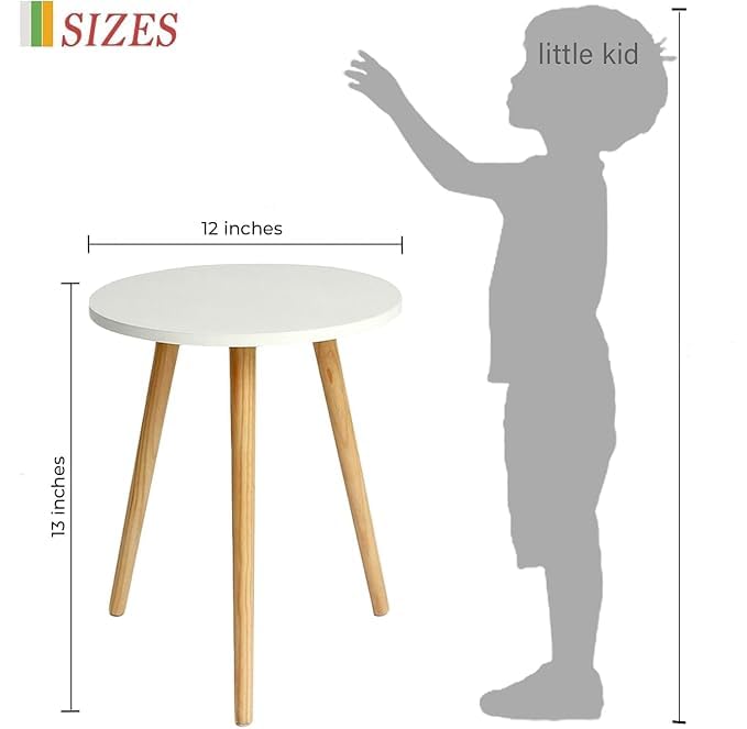 Image of Brown Art SHOPPEE Round Side Table, Small End Table for Living Room, Modern Wood Accent Table Coffee Side Table with Wood Legs for Small Space, Easy Assembly,(12Dx13H Inches) (Grey)