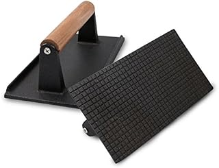 Shoze Cast Iron Steak Press 1kg Non-Stick Bacon Grill Press Flat Top Grill Griddle Kit for Home Kitchen Black 20 x 10 cm