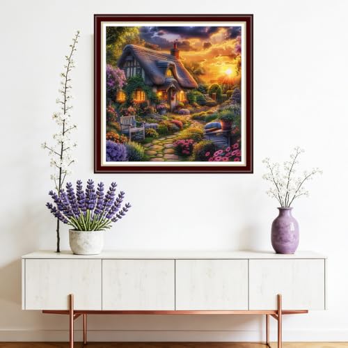 Image of Fanxvivy Stamped Cross Stitch Kits for Beginners Full Range of Cross Stitching Preprinted Embroidery Kits for Adults, 11CT Embroidery Pattern Needlepoint Kits-Sunrise Garden 18x18 inchs