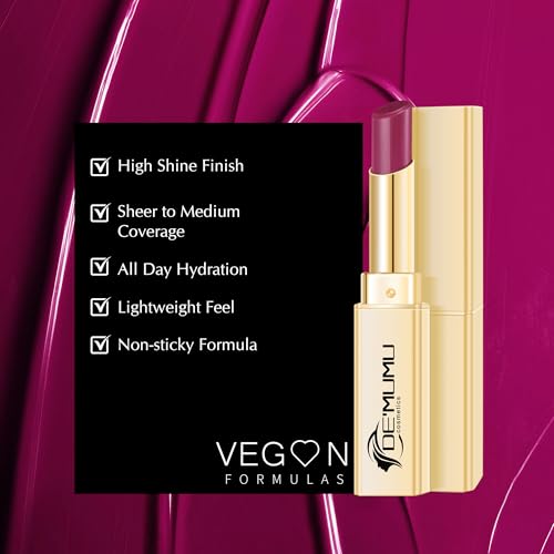DE'MUMU Purple Lipstick for Women Hydrating Lipstick Glossy Moisture Lip Gloss Sheer-Medium Coverage, Long Lasting Lipsticks for Dry Lips, DM92 Purplish Red - Image 4