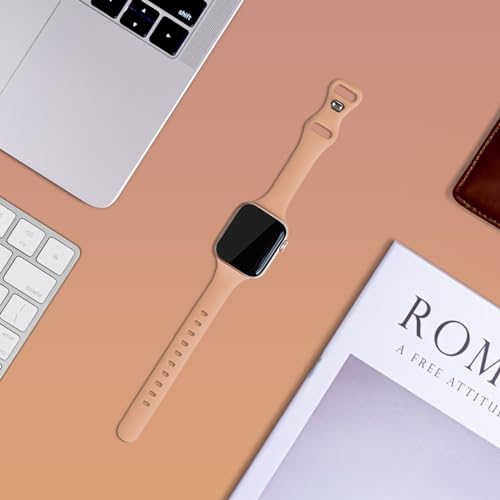 Image of Thin Silicone Band Compatible with Apple Watch 41mm 38mm 40mm 46mm 45mm 42mm 44mm, Slim Narrow Replacement Sport Strap Wristband for iWatch Series 11 10 9 8 7 6 5 4 SE Ultra 3 2 1 Women Men