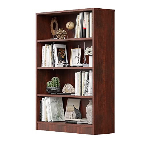 Wood Bookcase 4-Shelf Freestanding Display Wooden Bookshelf For Home Office School (11.6" D*33" W*48" H,Cherry) #TOP28