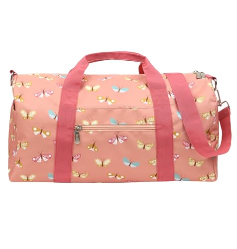 Pink Polyester Travel Bag - Butterflies, 46 cm x 25 cm x 22.5 cm, 26 Liters
