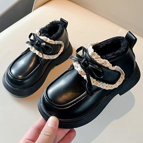 Toddler Boys Girls Dress Round Toe Shoes Kid PU Leather Fleece Lined Comfort Rubber Sole Oxford School Uniform Flat4