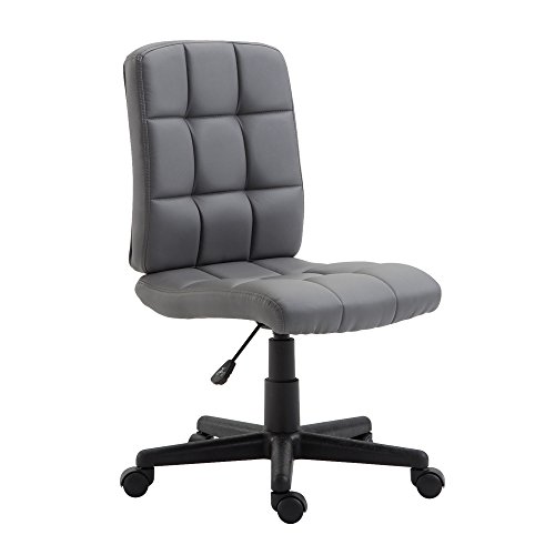 Poly and Bark Eva PU Faux Leather Modern Task Desk Chair, Grey