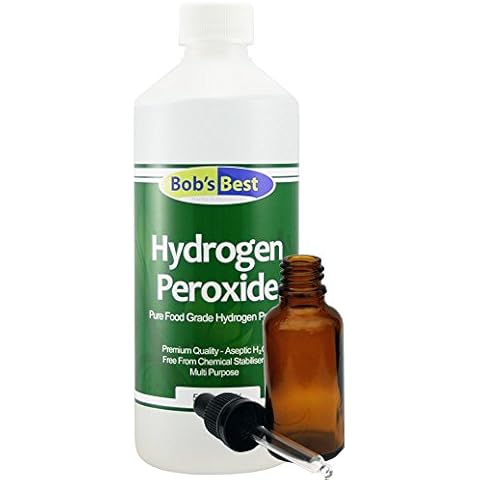 Food Grade Hydrogen Peroxide 3% - 500ml - with 30ml Amber Glass Dropper Bottle Cover