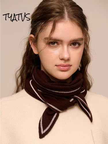 Cashmere Knit Triangle Scarf for Women Knitted Head Scarf Wool Bandana Old Money Aesthetic Accessories3