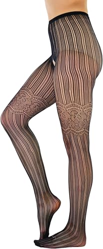 Image of ToBeInStyle Women's Elegant Floral Lace Inspired Spandex Net Full Length Tights