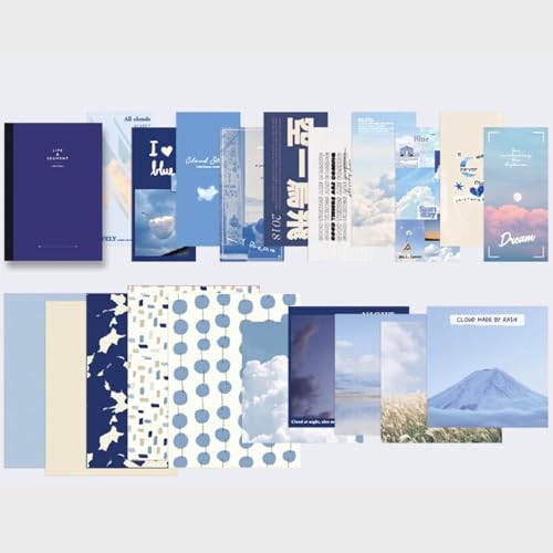 Image of VIBE VISTA Vintage Aesthetic Scrapbook Kit, 346 Pcs, A6 Grid Notebook, Washi, Envelopes, Scrapbook Papers, Folding Labels, Background Papers, Photo Frames (The Wind Chases The Clouds)