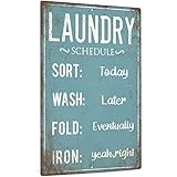 Putuo Decor Funny Laundry Room Decor Metal Tin Sign 12' x 8' (Laundry Schedule)