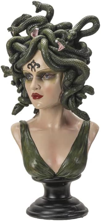 Pacific Giftware Medusa Bust with LED Figurine, 15-inch Height, Resin, Multicolor, Home Décor, Tabletop Décor, Halloween