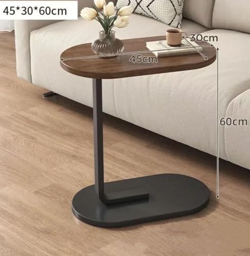 Image of Owme Adjustable Table Stands Couch Side Table, Swivel TV Tray Table, 360 Top Moving C-Shaped End Table, Small Center Table for Home Office Balcony | Storage Organizer - Nut Brown, Rectangular