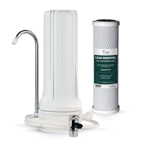 iSpring CKC1-PB 2.5" x 10" Countertop Water Filter, SGS-Tested, Reduces Lead, Chlorine, Odors. THMs, 7000 Gallons, Up to 12 Months, Easy Installation, White (1 Filter Included) by iSpring - Used condition - US$38.39