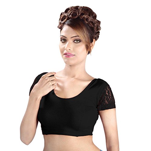Image of Abhi Half Sleeve Cotton Blouse with Net at Back jmd2224