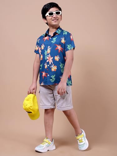 Image of Boys Printed Casual Shirt Short Sleeve Button Down Beach Shirt for Kids