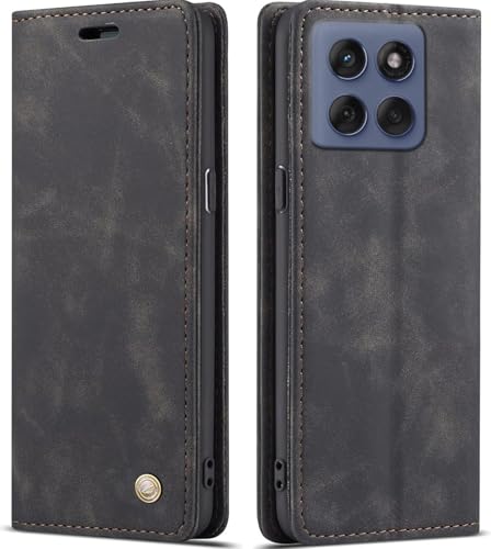 Image of ClickCase For Motorola Edge 60 Fusion 5G Sheepskin Series Faux Soft Leather Wallet Flip Case Kick Stand With Magnetic Closure Lightweight Slim Flip Cover For Motorola Edge 60 Fusion 5G (Greyish Black)