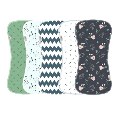 Muselinas bebé algodão 47 x 22 cm, conjunto de 5 panos orgânicos para bebés recém-nascidos, leitura, toalha, manta, ultra macia, super absorventes e delicados com a pele recém-nascidos, aventura azul