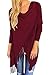 Pink Queen Women's Tassel Hem Open Front Cardigan Sweater Coat Wine Red XL