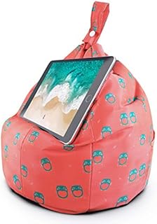 Planet Buddies Tablet & iPad Stand, Cushion Tablet Holder, Ideal for iPad, Samsung, Huawei or any Tablet Up to 12.9 inches, Two Pockets for Storage, Ergonomic Design - Pink Owl