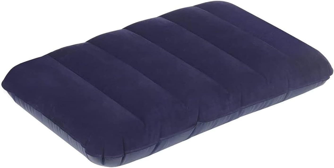 Rubberized Cotton Small Squared Travel Flocked Fabric Air Pillow, Compact, Comfortable and Inflatable, Used for Neck & Lumbar Support, Camping and Hiking, Blue Color, (Pack of 1)-image-17