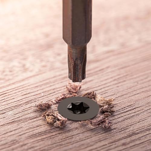 50 Stück M3 x 10 Schrauben, Senkkopfschrauben Holz, Holzschrauben Torx, Edelstahl A2 V2A, Schwarzes Oxid, Vollgewinde, mit Schraubendreher Bit