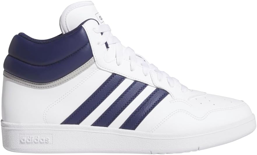 Adidas Unisex Hoops 4.0 Mid Top Basketball Shoes White/Dark Blue/Grey 4 Medium