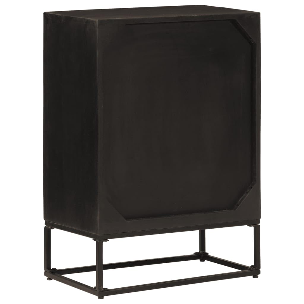 Credenza nera in legno di mango massiccio e ferro 55x30x76 cm
