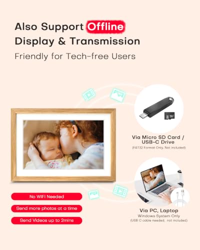 Image of Frameo Digital Picture Frame, 10.1'' Electronic Photo Frame Load from Phone | 1280x800 IPS Touch Screen, 32GB, Easy Share Photos & Videos with Family, Birthday Anniversary Wedding House Warming Gifts