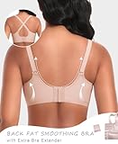 Ganado Seamless Non Wired Bras for Women Wireless Support Push Up Bra for Large Breasts Comfort Soft Padded Ladies Bras Scalloped T Shirt Sleep Bralettes with Extra Extender (#1 Pink,2XL) - Image 2
