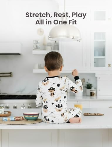 Image of PATPAT Bamboo Viscose Pajama Sets for Toddler Boys & Girls Baby Kids, Ultra-soft Snug fit Pjs Sleepers for Birthday Holiday