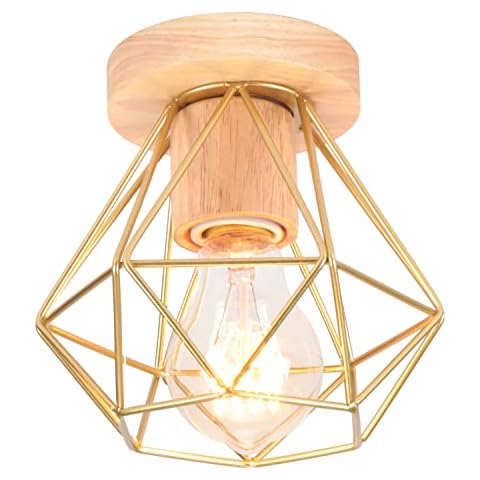 iDEGU Plafonnier Vintage en Bois et Métal Cover