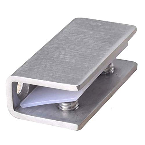 Lot de 2 clips de fixation pour porte de douche en verre - Charnière fixe en acier inoxydable - Fixation murale de 8 à 12 mm