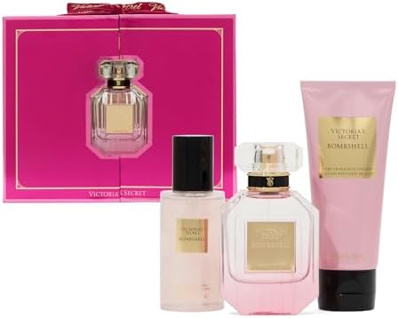 Victoria's Secret Bombshell 3 Piece Luxe Fragrance Gift Set: 1.7 oz. Eau de Parfum, Travel Lotion & Shimmer Mist