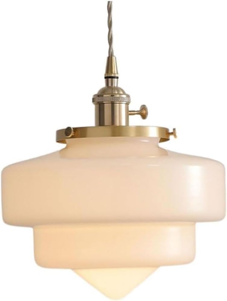 ASerZenith Glass Cover Pendant Lamp Ladder Shaped Pendant Light Fixtures Copper Lamp Cap Suspension Lamp Lighting Fixtures