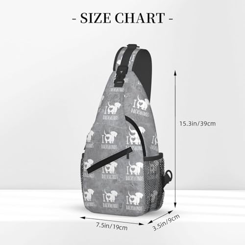 I Love Dachshunds Sling Bag Crossbody Backpack Shoulder Casual Daypack Bag for Men Women3