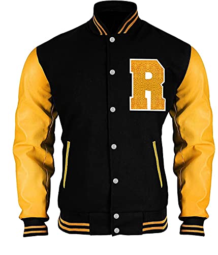 Fashion_First Blouson universitaire unisexe – Blouson Bomber Baseball – Style américain Letterman laine + veste en cuir synthétique, XXS