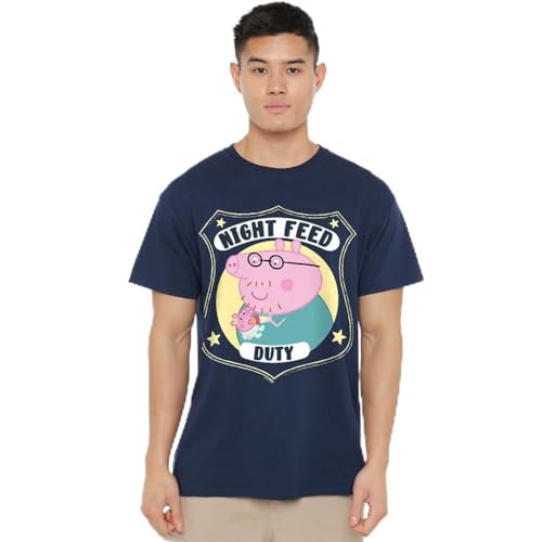 T-shirt Peppa Pig Daddy Pig vêtement unisexe bleu marine pour adulte et ado