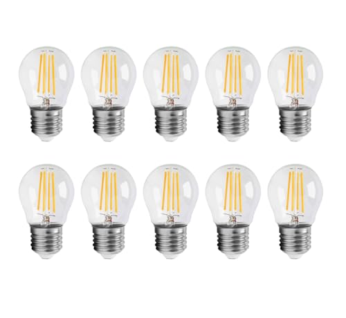 WULUN E27 4W LED Filament Bulbs, Warm White 3000K, 4W Equivalent 40W Halogen, 400LM, Transparent Glass, Edison G45 Mini Spherical Light, AC 220-240V, Non-Dimmable, for Decorative Lighting, 10 Pcs