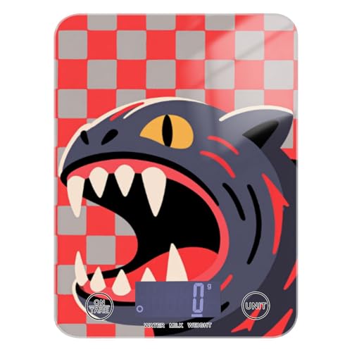 Bilancia digitale da cucina a scacchi rossa e grigia per alimenti 5 kg/5 g, bilancia precisa da cucina con 4 unità per cottura cheto arrosto pesa para alimentos