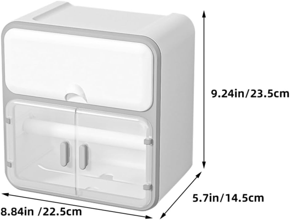 Mipcase Punch-Free Wall-Mounted Tissue Box Holder Lightweight Plastic Bathroom Tissue Holder with Break Resistance and Modern Simple Style for Home Storage and Organization
