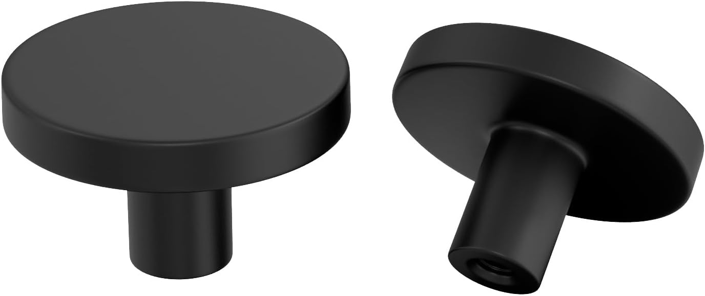 goldenwarm 5Pack Black Cupboard Knobs Black Cabinet Knobs Black Door Knobs, Round Black Knobs Black Door Knobs Black Drawer Knobs Aluminum Alloy