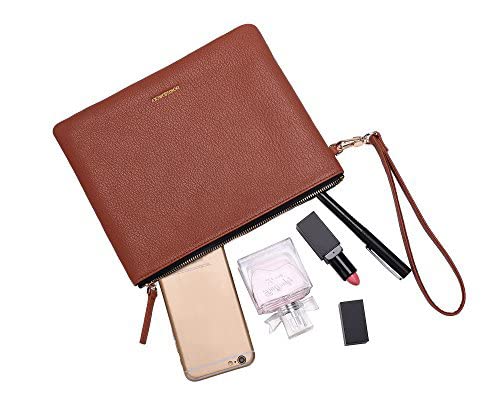 Image of DORIS&JACKY Lambskin Leather Wristlet Clutch Purse Women Large Phone Wallet
